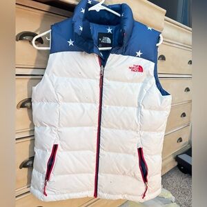 The North Face USA Starry Blue, Red and White Puffer Vest